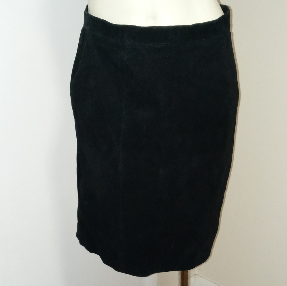 Suede Leather Vintage 80’s Winlit Black Skirt Size 14